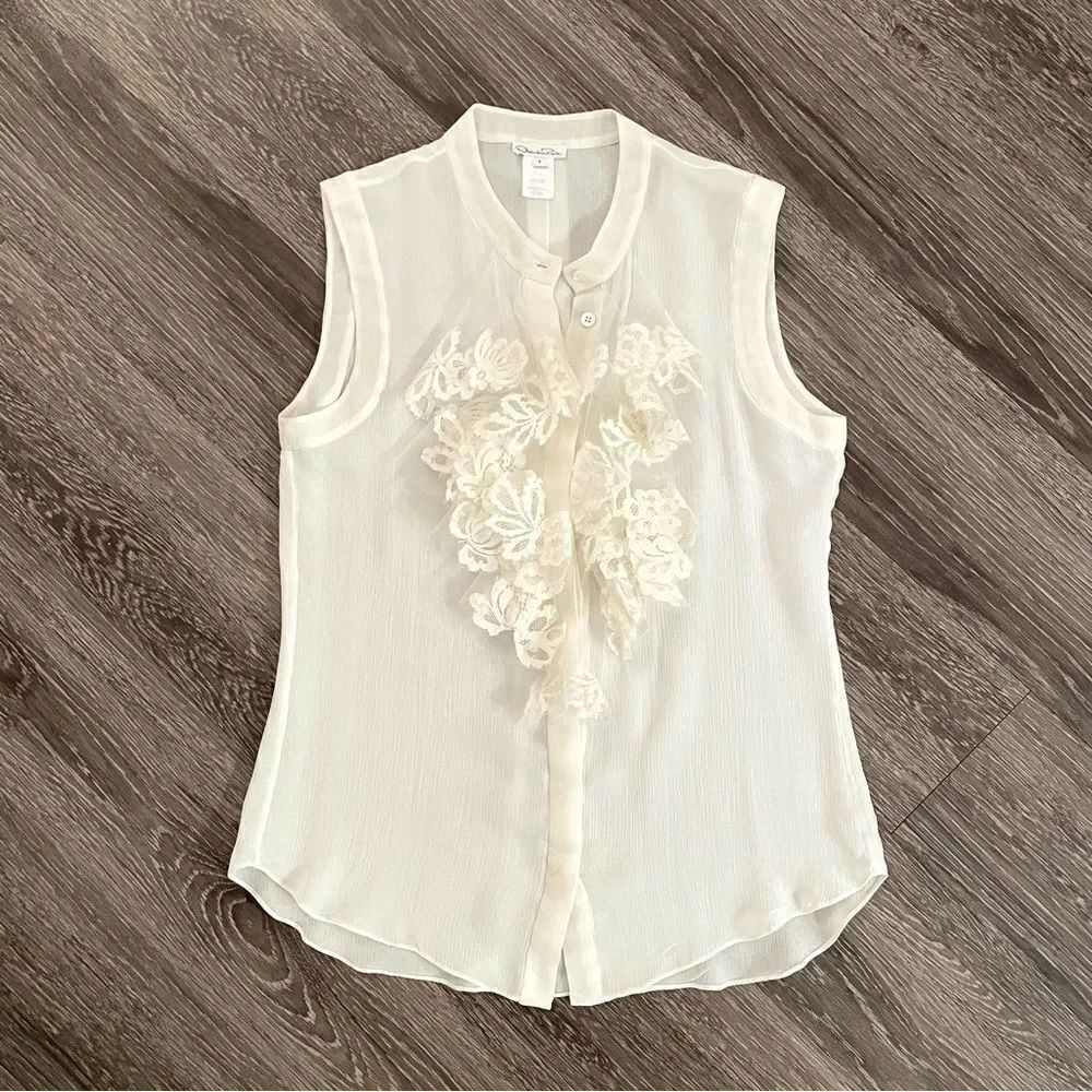 Oscar De La Renta Sleeveless Silk Blouse
